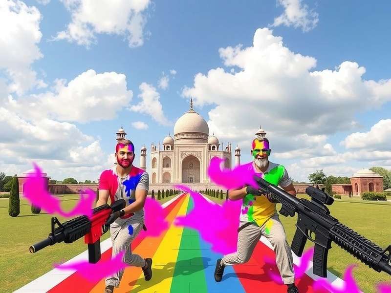 Holi War - Pro Strategies for Multiplayer Victories Multiplayer Holi War mode in Rainbow Holi Chase with 4 players coloring targets